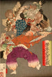 Hj Takatoki, herre af Sagami, der afviser tengu med sin vifte - Tsukioka Yoshitoshi — visning af kunstværket