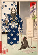 Kazuenokami Kat Kiyomasa, der observerer en abe med en pensel - Tsukioka Yoshitoshi — visning af kunstværket
