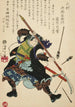 Ronin eller mestre-løs samurai, der afviser pile - Tsukioka Yoshitoshi — visning af kunstværket