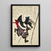 Ronin eller mestre-løs samurai, der springer fremad - Tsukioka Yoshitoshi — indrammet kunstværk på væggen