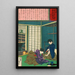 La geisha Umekichi implorant Nakajima Seibi de la quitter et de retourner à ses études - Tsukioka Yoshitoshi — indrammet kunstværk på væggen