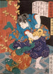templet Shiragikumaru, der kæmper mod en grøn dæmon - Tsukioka Yoshitoshi — visning af kunstværket