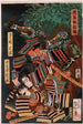Tsukushima Masamori kæmper Kysokabe Yatar - Tsukioka Yoshitoshi — visning af kunstværket