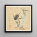 En Fugl og en Gren af Blomstrende Ferskentræ - Chen Hongshou — indrammet kunstværk på væggen