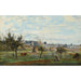 Reproduktion af maleriet af en landsby i Mantes-området af Jean-Baptiste Camille Corot