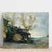 Reproduktion af maleriet af et café i Vaugirard af Jean-Baptiste Camille Corot