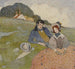 Et par sidder i et landligt landskab - Edmund Dulac — visning af kunstværket