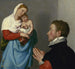 En gentleman i tilbedelse foran Madonnaen - Giovanni Battista Moroni — visning af kunstværket