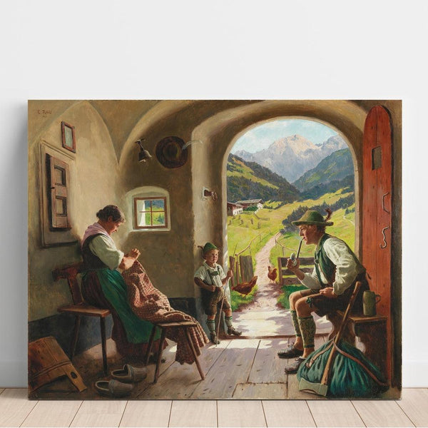 Reproduktion af maleriet En sommerdag i Tirol - Emil Rau