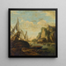 Et kystlandskab i Middelhavet med et skib - Salvator Rosa — indrammet kunstværk på væggen