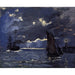 Reproduktion af maleriet Et marinelandskab, navigation i måneskin - Claude Monet