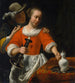 En ung kvinde og en rytter - Cornelis Bisschop — visning af kunstværket