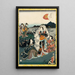Utagawa Kunisada II kunsttryk af Murasaki Shikibu, der skjuler sig bag kapitlet "Natsume" fra Genji-monogatariet — indrammet kunstværk på væggen