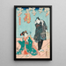 Udsnit af scenen fra stykket Hana no hoka ni waka no kyokuzuki - Utagawa Kunisada Toyokuni III — indrammet kunstværk på væggen