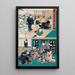 Acte IX Oishi Déguisant Yuranosuke en Moine Flûtiste Komusô Oishi Attaque Honzô for at have forvoldt Enyas død - Utagawa Kunisada Toyokuni III — indrammet kunstværk på væggen