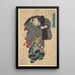 Skuespilleren, der spiller rollen som Nuregami - Utagawa Kunisada Toyokuni III — indrammet kunstværk på væggen