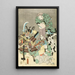 Aktører i Ebisu Fukurokuju Benkei Ræv og Jæger i stil med tsue - Utagawa Kunisada Toyokuni III — indrammet kunstværk på væggen