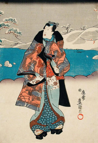 Utagawa Kunisada Toyokuni III - Fashionable Man Viewing the Snow.webp