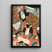 Fujiwara no Tokihira og Toneri Matsumaru fra maleriet Sugawara Denj Tenarai Kagami - Utagawa Kunisada Toyokuni III — indrammet kunstværk på væggen