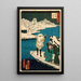 Utagawa Kunisada Toyokuni III's kunsttryk af Hashibas spand under sneen — indrammet kunstværk på væggen