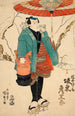 Skuespiller Bandō Hikosaburō i Ukiyo Inosuke i Sekai ha Taira ume no kaomise - Utagawa Kunisada Toyokuni III — visning af kunstværket