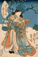 Skuespiller Ichimura Kakitsu i en kvindelig rolle, der repræsenterer den anden måned - Utagawa Kunisada Toyokuni III — visning af kunstværket