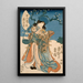 Skuespiller Ichimura Kakitsu i en kvindelig rolle, der repræsenterer den anden måned - Utagawa Kunisada Toyokuni III — indrammet kunstværk på væggen