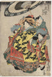Utagawa Kunisada Toyokuni III: Maleri af Hanamurasaki og Koshikibu, der går under regnen - Tamaya-huset — visning af kunstværket