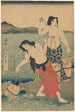 kvinderne ved saltet - Utagawa Kunisada Toyokuni III — visning af kunstværket