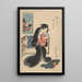 Kvinde, der holder en baby - Utagawa Kunisada Toyokuni III — indrammet kunstværk på væggen