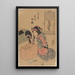 Kvinde sidder foran et makeup-spejl - Utagawa Kunisada Toyokuni III — indrammet kunstværk på væggen