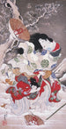 Dame Tokiwa flygter med børn - Utagawa Kunitsugu — visning af kunstværket
