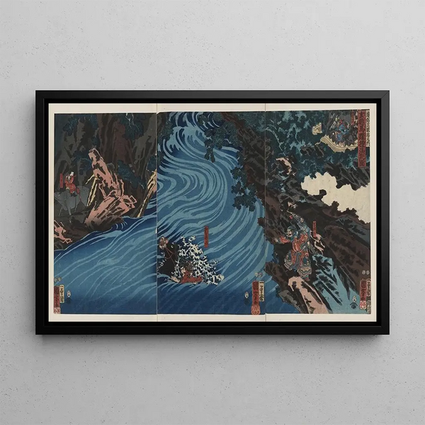 Utagawa Kuniyoshi - Gentoku uma o odorashite tankei o koeru zu.webp
