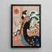 Skønhed under sneen på en veranda - Utagawa Kuniyoshi — indrammet kunstværk på væggen