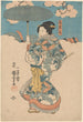 Kvinde med grøn paraply - Utagawa Kuniyoshi — visning af kunstværket