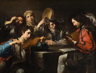 En musikfest - Valentin de Boulogne — visning af kunstværket