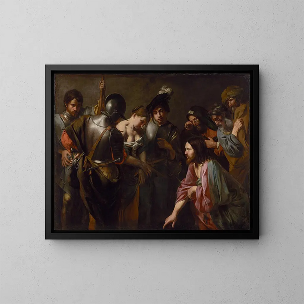 Kristus og den anklagede kvinde - Valentin de Boulogne — indrammet kunstværk på væggen