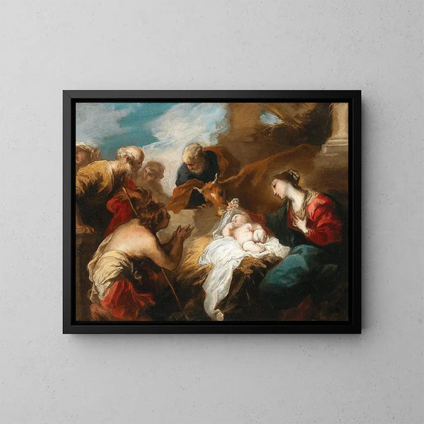 Adoration des bergers - Valerio Castello — indrammet kunstværk på væggen