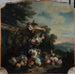 Vase de fleurs et fruits dans un paysage - Flix Boutreux — vist i et interiør