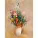 Reproduktion af maleriet Vase de fleurs (fond rose) - Odilon Redon