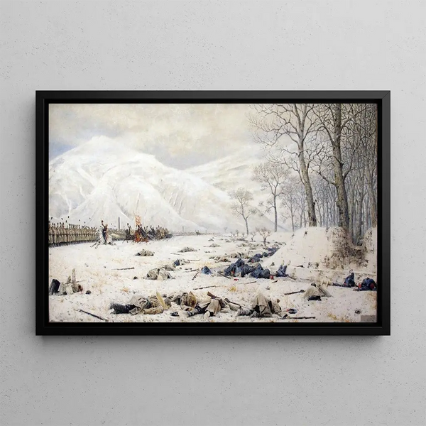 Kamppladsen ved Shipka - Vasily Vereshchagin — indrammet kunstværk på væggen