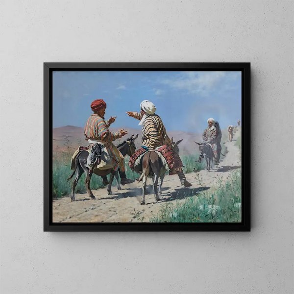 Mollahs, der går til bazaren - Vasily Vereshchagin — indrammet kunstværk på væggen