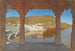 Rajnagar marmorbro, dekoreret med relieffer over en sø i Udaipur - Vasily Vereshchagin — visning af kunstværket