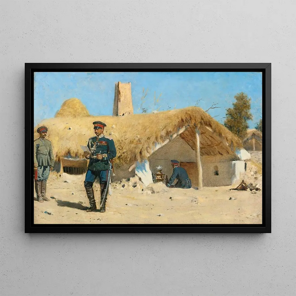 L'Adjudant - Vasily Vereshchagin — indrammet kunstværk på væggen