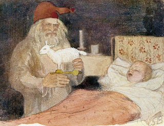 Venny SoldanBrofeldt - Joulupukki tuo lahjan pojan sngyn viereen.webp