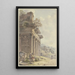 Caprice architectural Ruines d'une façade de temple avec paysage de bâtiments og baie en arrière-plan - Victor Jean Nicolle — indrammet kunstværk på væggen