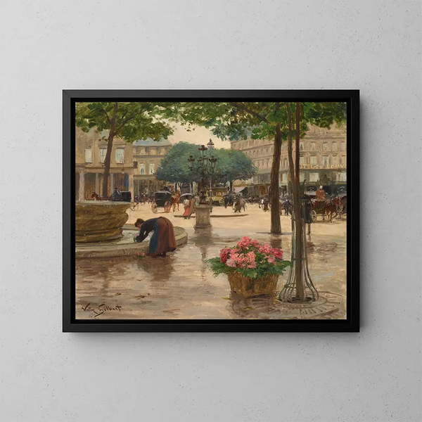 La Place du Théâtre Français - Victor Gabriel Gilbert — indrammet kunstværk på væggen