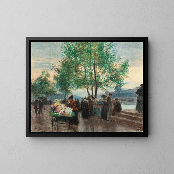 Marchands au bord de la Seine, Paris - Victor Gabriel Gilbert — indrammet kunstværk på væggen