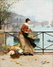 Le marchand de fleurs på Pont des Arts i Paris - Victor Gabriel Gilbert — visning af kunstværket