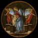 Jomfru og barn med to engle - Sandro Botticelli — vist i et interiør